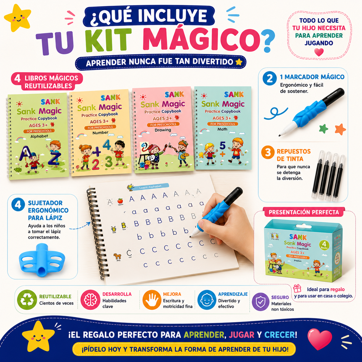 MagicBook™ SET x 4 Libros caligrafía mágica