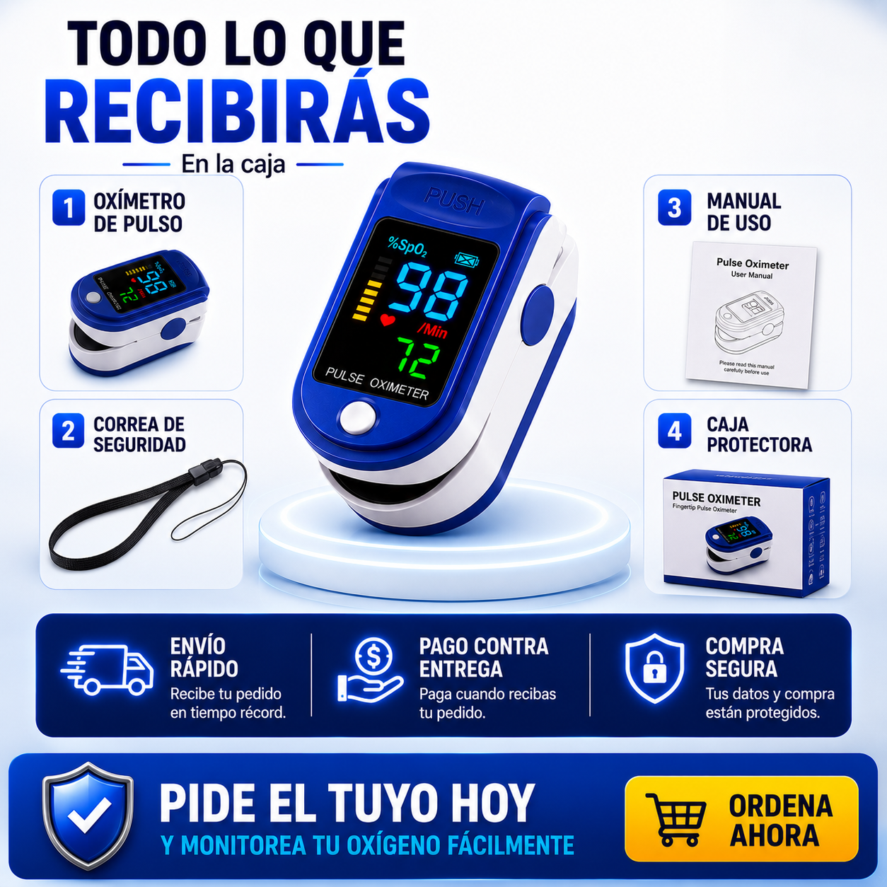Oxímetro de Pulso Digital — Monitorea Tu Oxígeno en Segundos Desde Casa