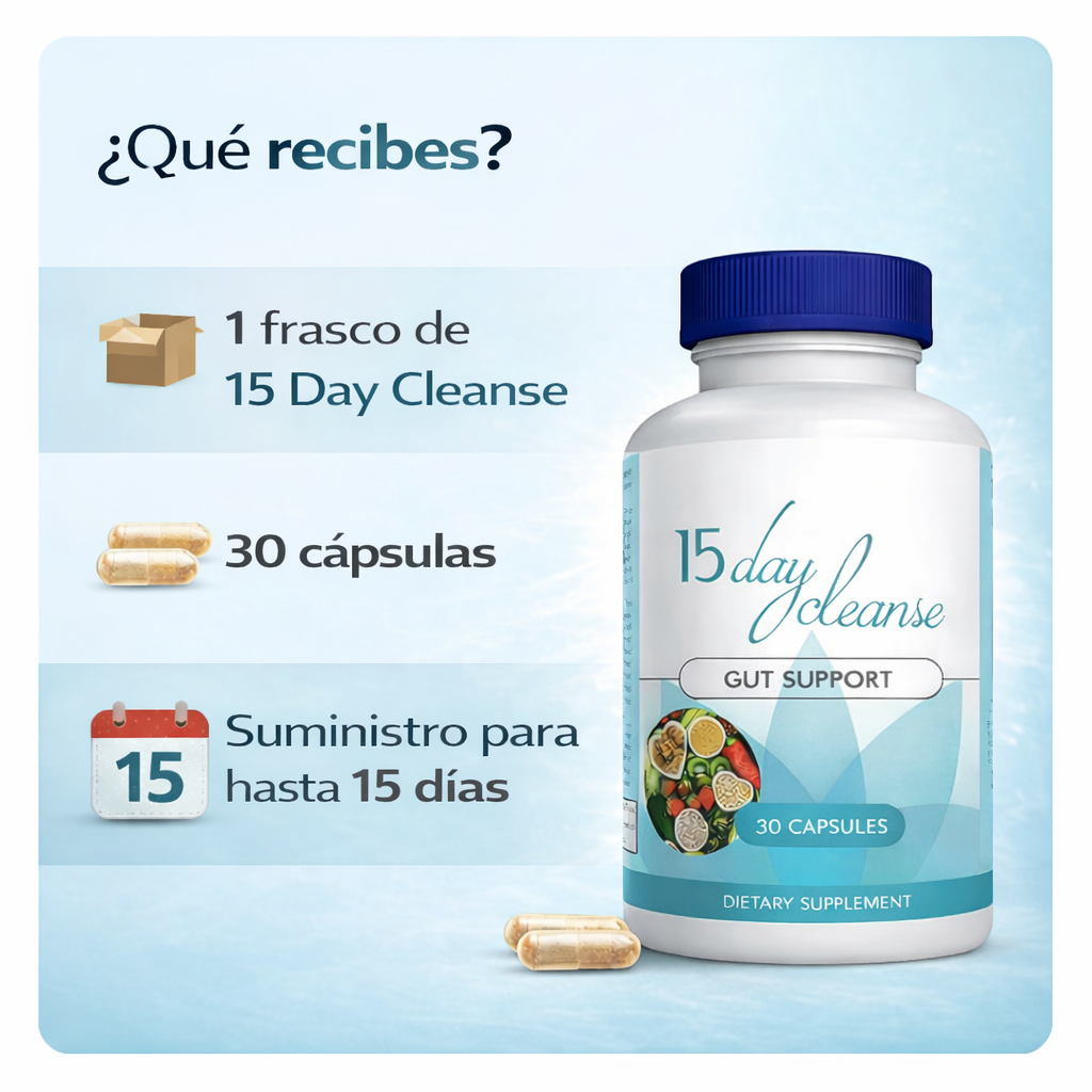 15 Day Cleanse – Apoyo Digestivo para Sentirte Más Liviana y Cómoda