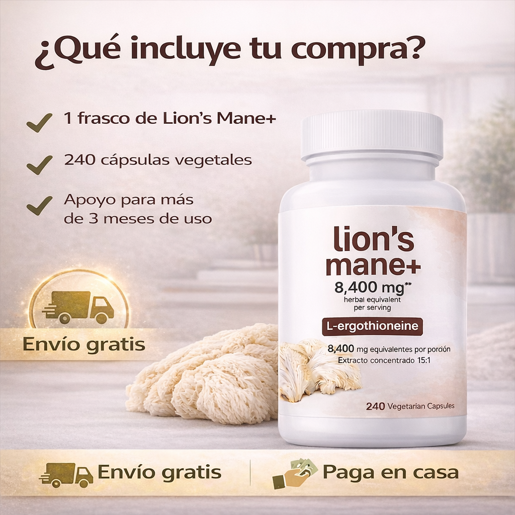 Lions Mane+ - Apoyo diario para una mente más clara y enfocada