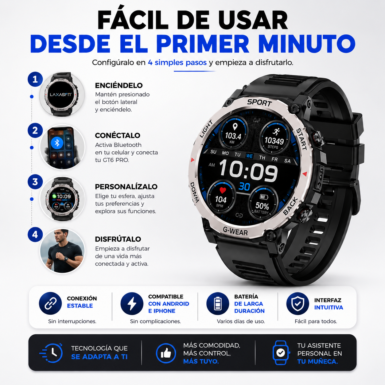 Smartwatch GT6 Pro | Llamadas Bluetooth, Monitoreo Deportivo y Estilo Inteligente en tu Muñeca