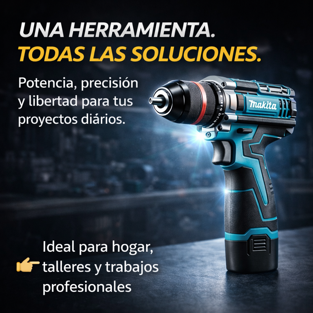 MakitaPro ® TALADRO Inalambrico MAKITA con PERCUTOR + 24 ACCESORIOS + 2 BATERIAS