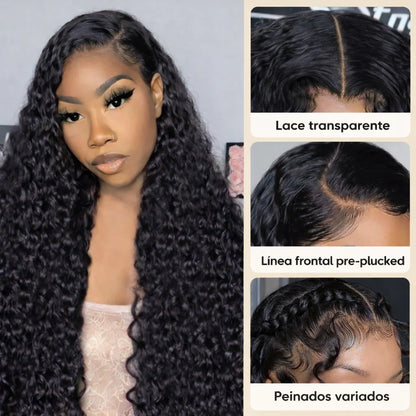 Perfect Hair l Peluca Rizada 70 cms de cabello Semi humano - Disimula la calvicie.