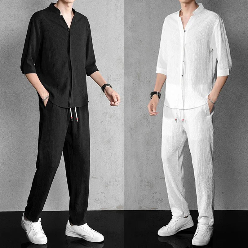 Conjuntos de lino de dos piezas para hombre