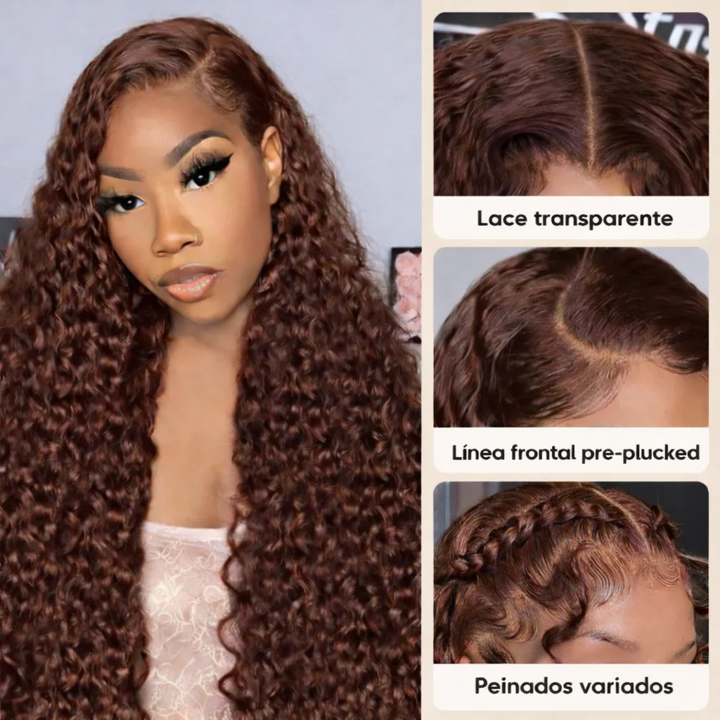 Perfect Hair l Peluca Rizada 70 cms de cabello Semi humano - Disimula la calvicie.