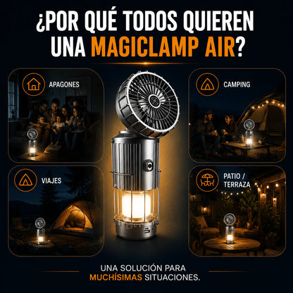 MagicLamp AIR™ 5 en 1 - Ilumina, refresca y mantente conectado donde más lo necesites.