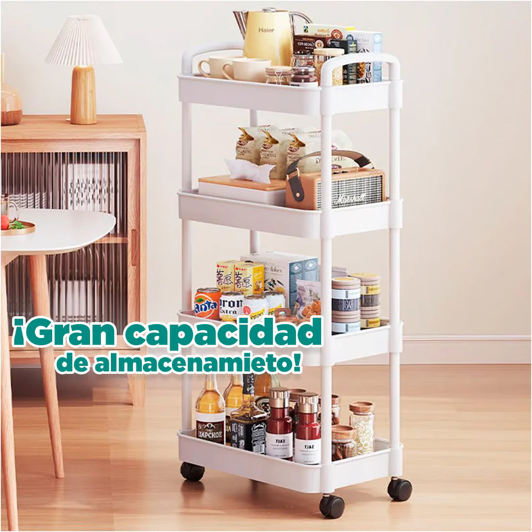 CARRITO ORGANIZADOR MULTIUSOS DE 4 NIVELES ¡Aprovecha Más Espacio Sin Necesidad de Remodelaciones!