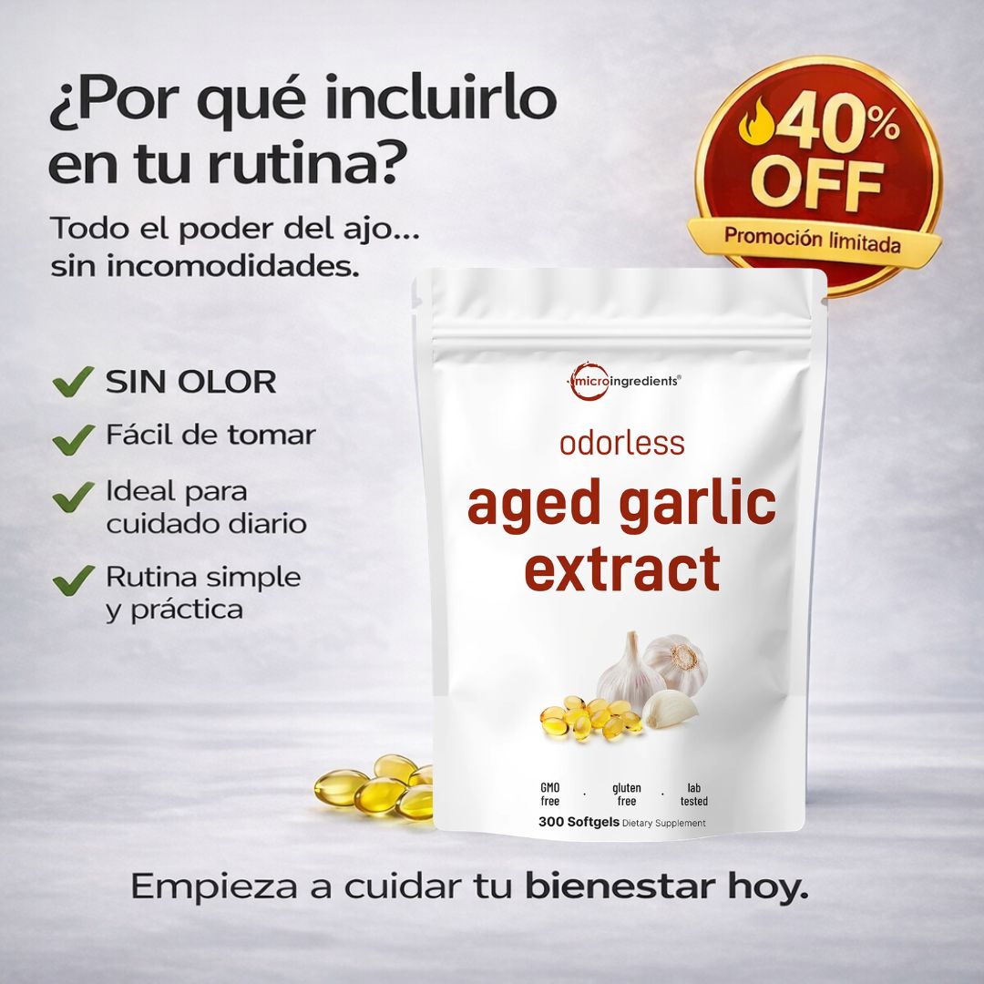 Extracto de ajo añejo sin olor - Bienestar Natural Diario Sin Incomodidades