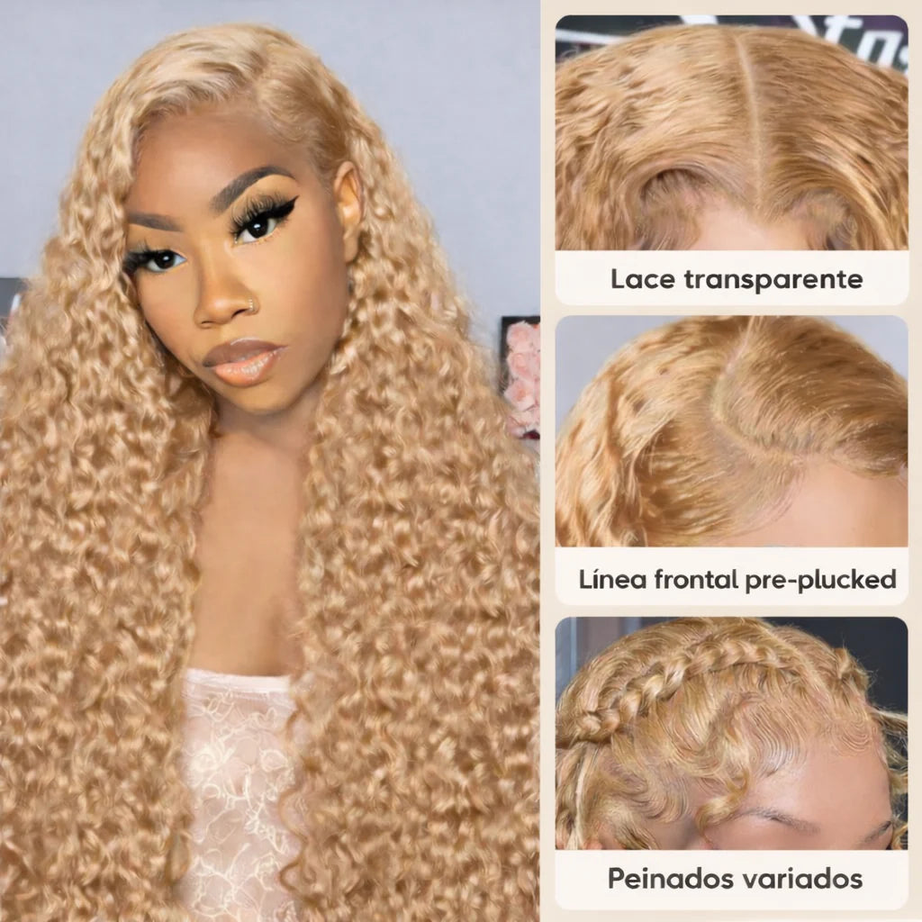 Perfect Hair l Peluca Rizada 70 cms de cabello Semi humano - Disimula la calvicie.