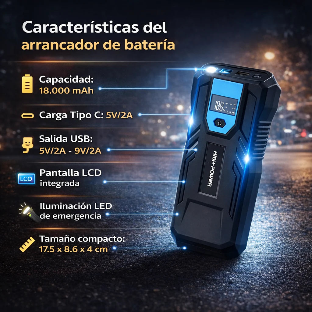 Energy™PRO - Arranca tu vehículo en segundos sin depender de cables, grúas o ayuda externa