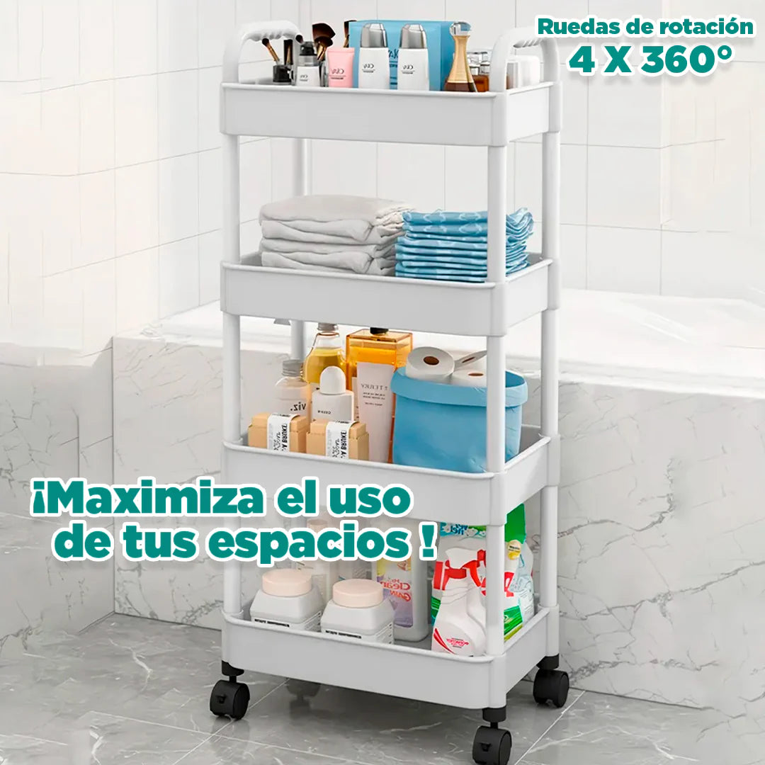 CARRITO ORGANIZADOR MULTIUSOS DE 4 NIVELES ¡Aprovecha Más Espacio Sin Necesidad de Remodelaciones!