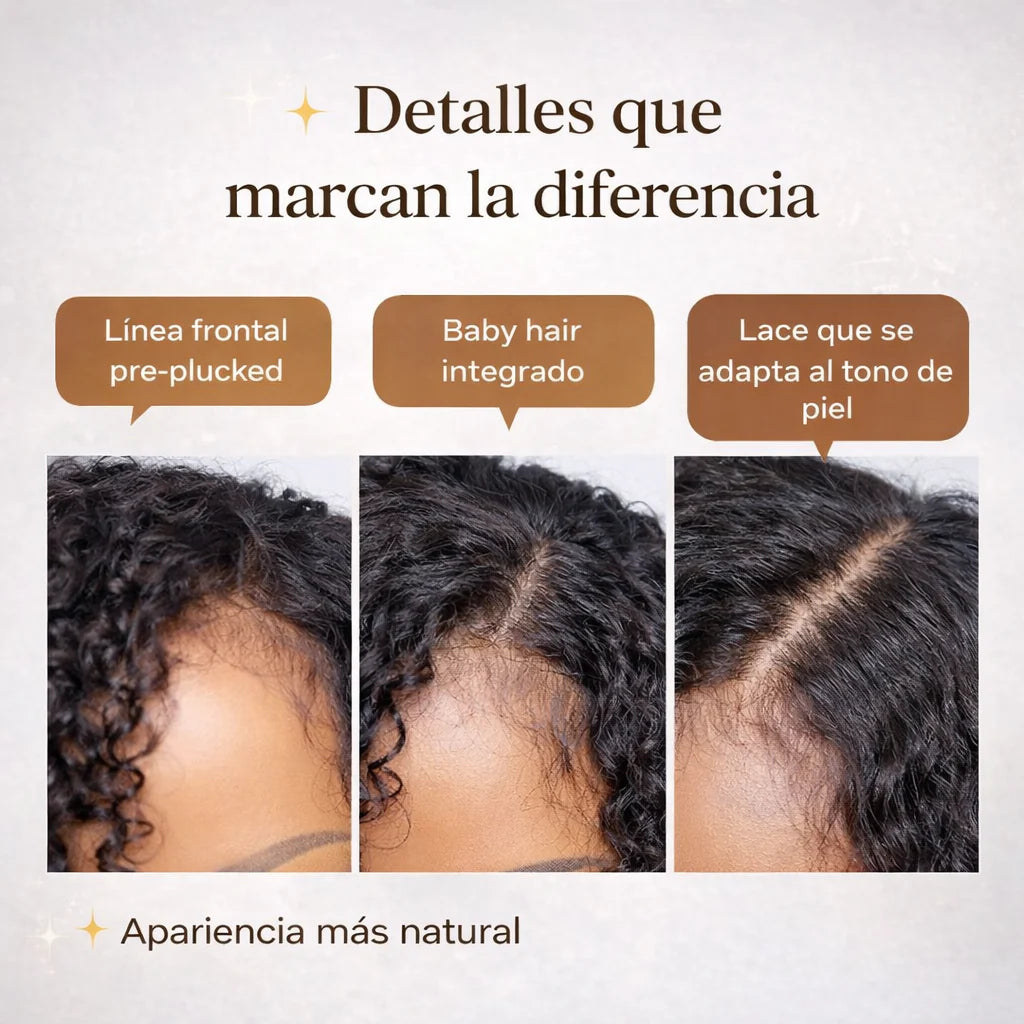 Perfect Hair l Peluca Rizada 70 cms de cabello Semi humano - Disimula la calvicie.