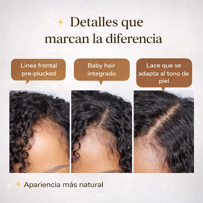 Perfect Hair l Peluca Rizada 70 cms de cabello Semi humano - Disimula la calvicie.