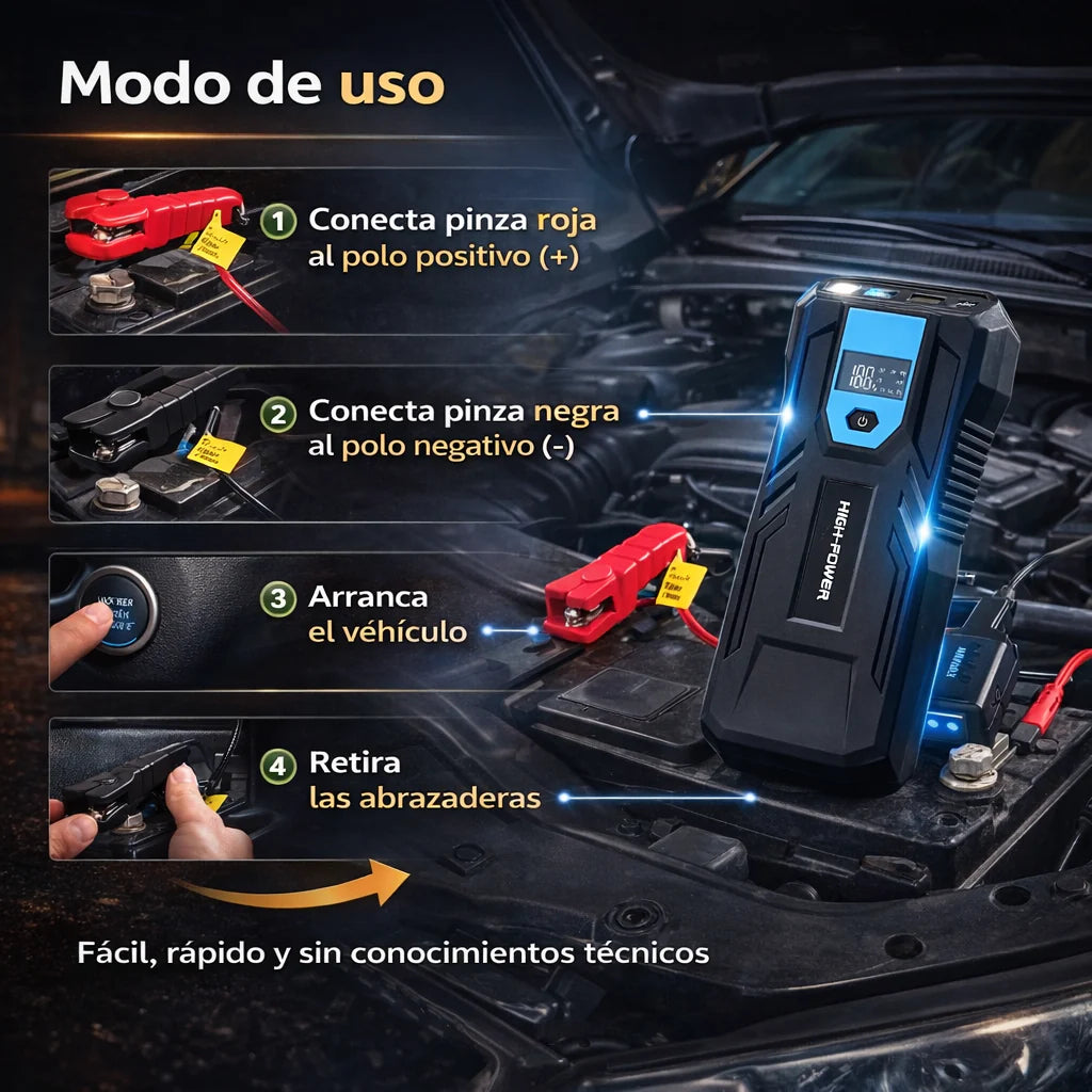 Energy™PRO - Arranca tu vehículo en segundos sin depender de cables, grúas o ayuda externa