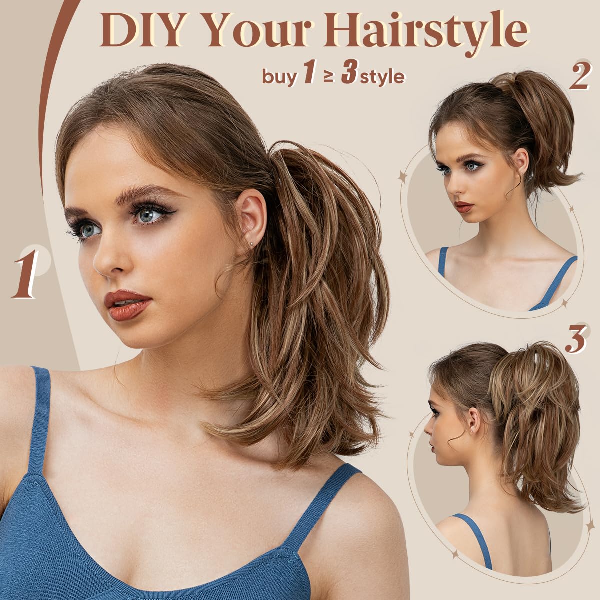 Extension Tipo Mono De Cabello -  Más estilo en menos tiempo.