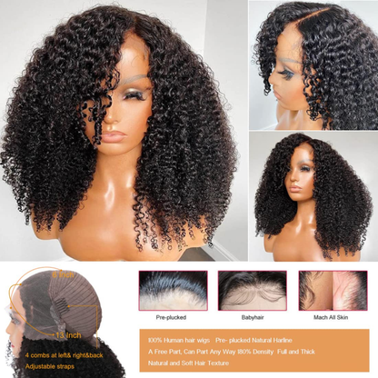 DreamWig ® Peluca Rizada 30 cms de cabello humano - Disimula la calvicie.