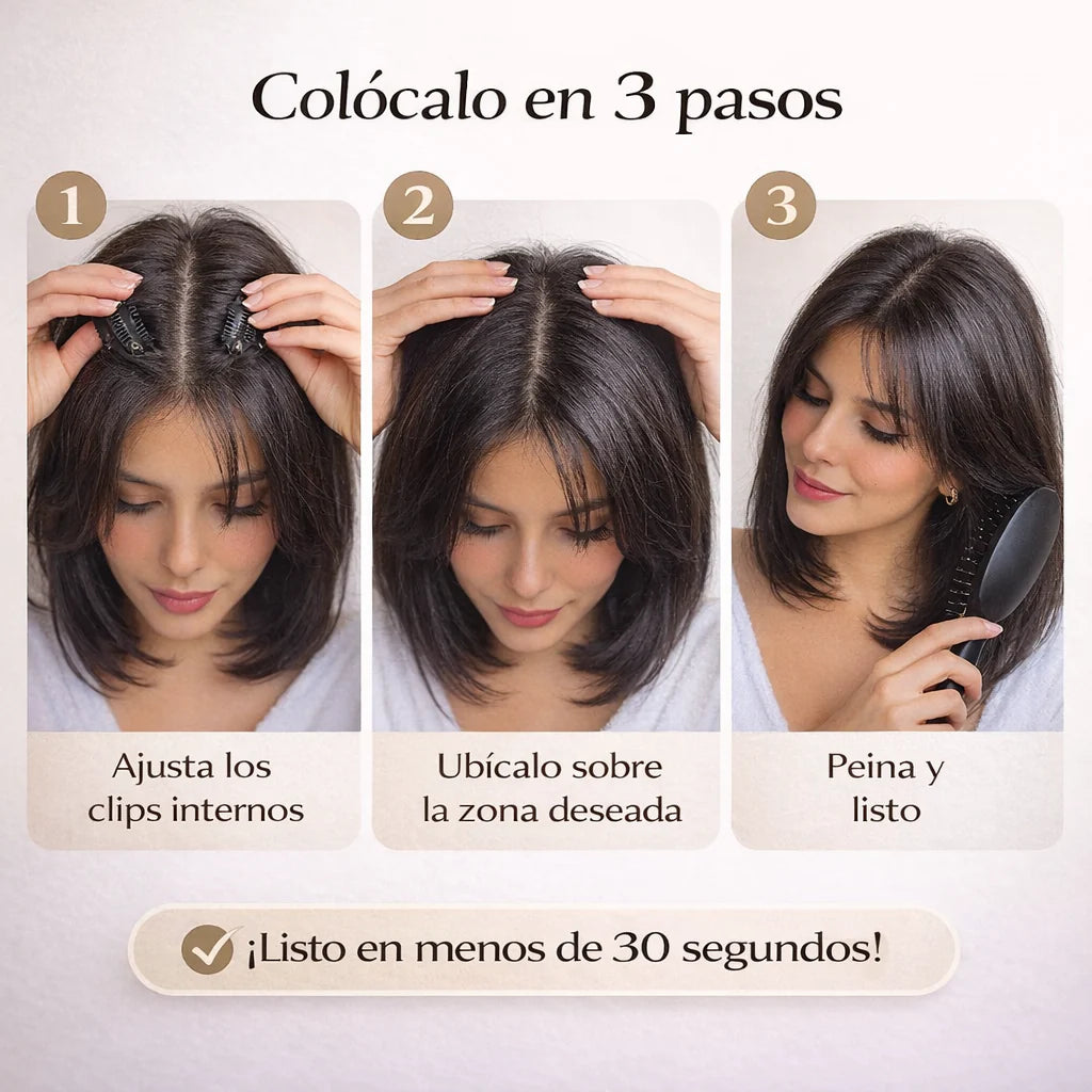 Topper Invisible de Cabello Semi Real | Recupera tu Confianza en Segundos