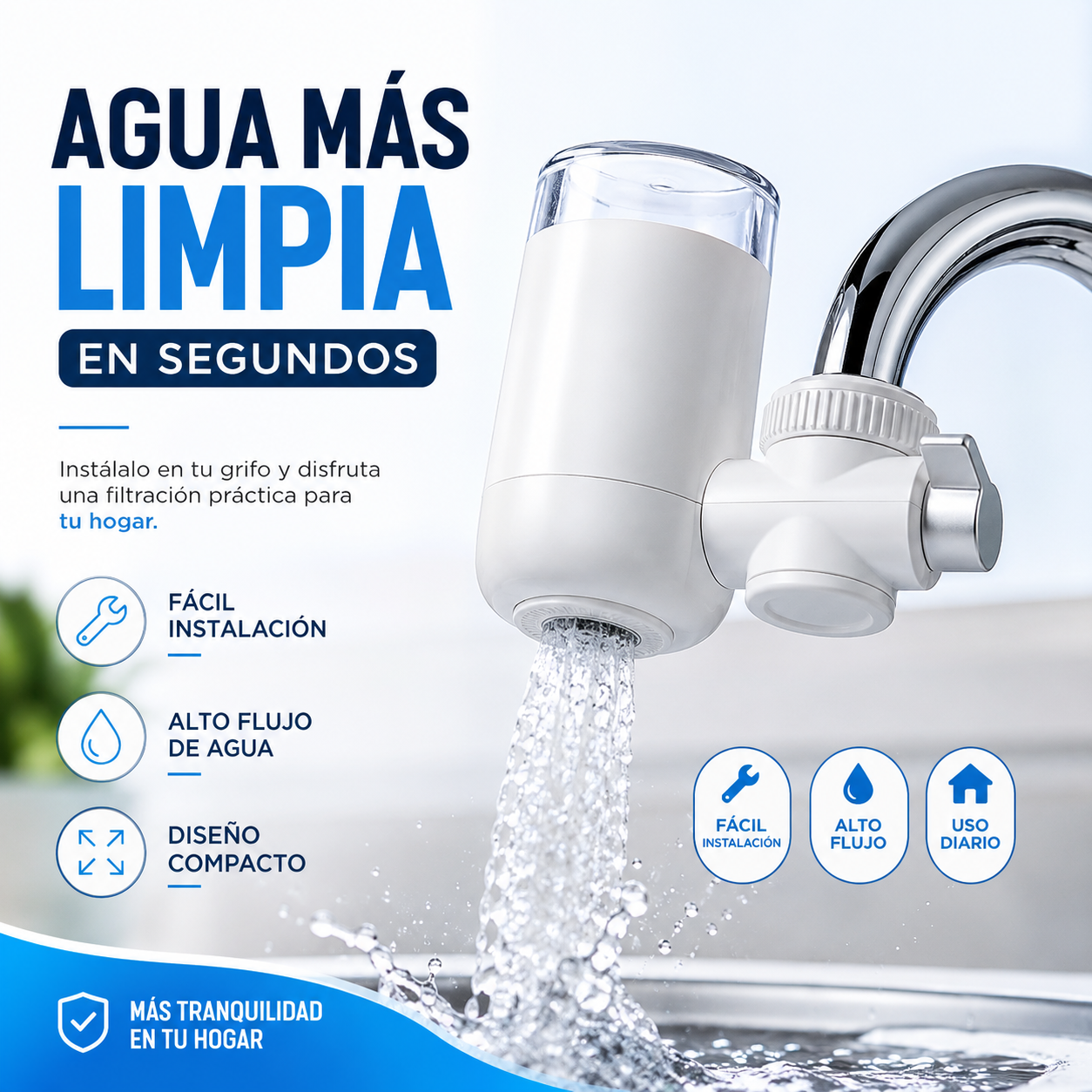 WaterPurifier™  Convierte tu grifo en una fuente de agua más limpia para tu día a día