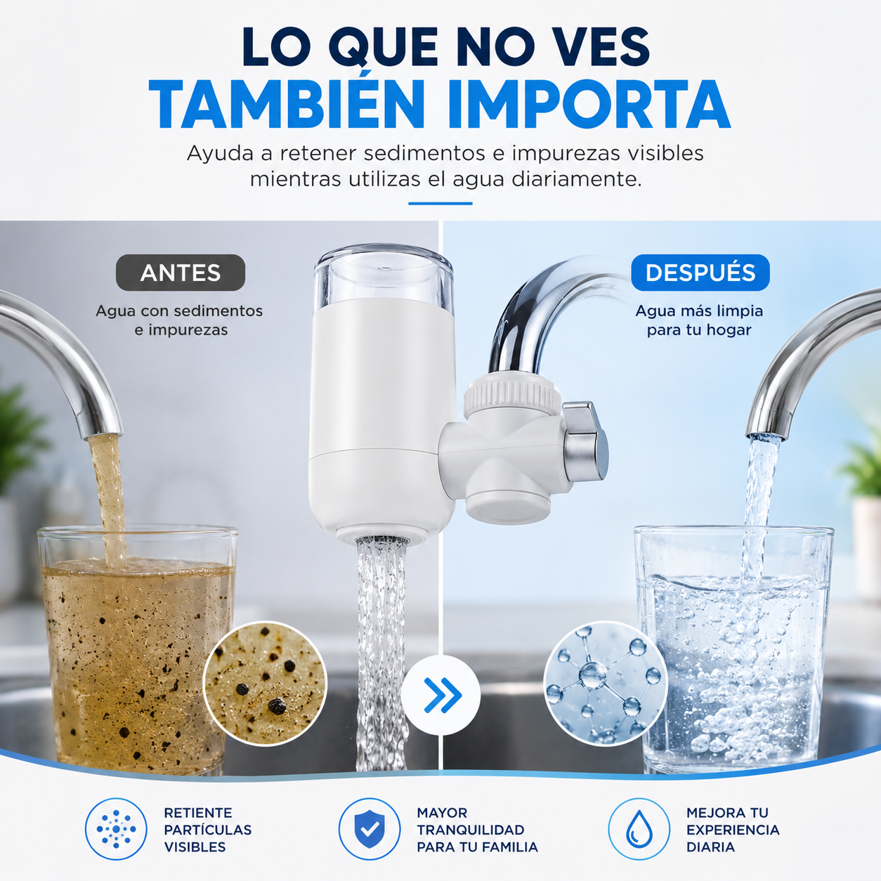 WaterPurifier™  Convierte tu grifo en una fuente de agua más limpia para tu día a día