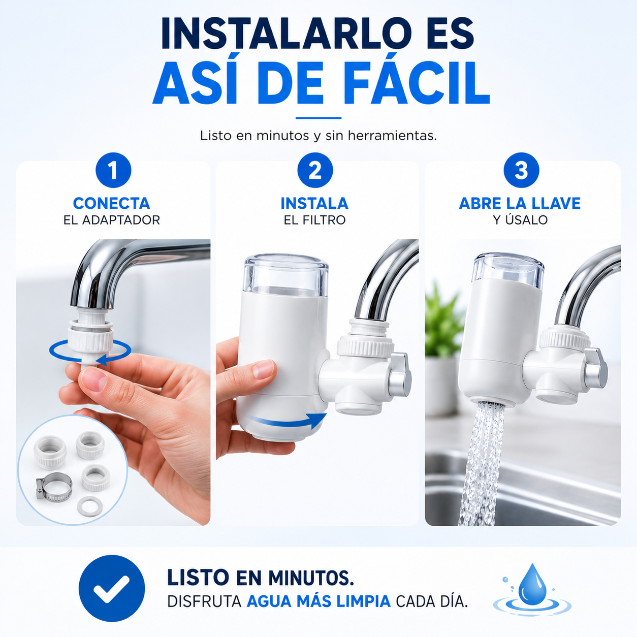 WaterPurifier™  Convierte tu grifo en una fuente de agua más limpia para tu día a día