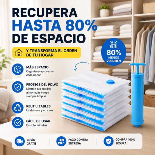 Organizador al Vacío Travel™ – Recupera hasta un 80% más de espacio y transforma el orden de tu hogar en minutos