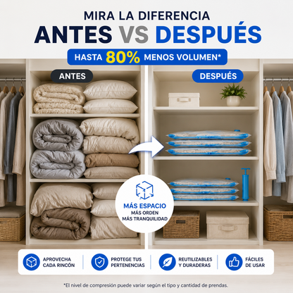 Organizador al Vacío Travel™ – Recupera hasta un 80% más de espacio y transforma el orden de tu hogar en minutos