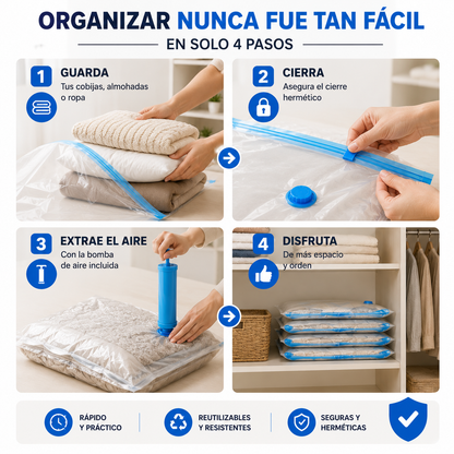 Organizador al Vacío Travel™ – Recupera hasta un 80% más de espacio y transforma el orden de tu hogar en minutos