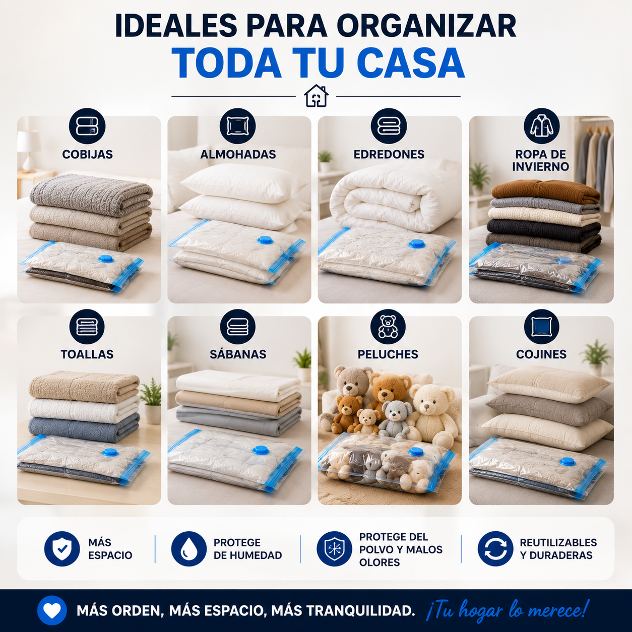 Organizador al Vacío Travel™ – Recupera hasta un 80% más de espacio y transforma el orden de tu hogar en minutos