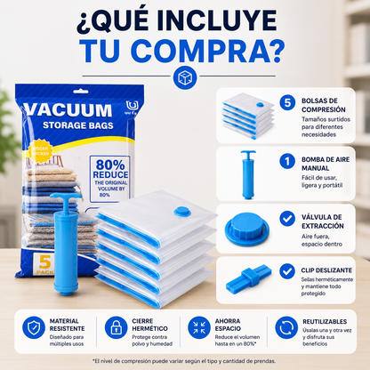 Organizador al Vacío Travel™ – Recupera hasta un 80% más de espacio y transforma el orden de tu hogar en minutos
