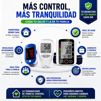 COMBO SALUD 3 EN 1™ Más tranquilidad y control para tu familia desde la comodidad de tu hogar