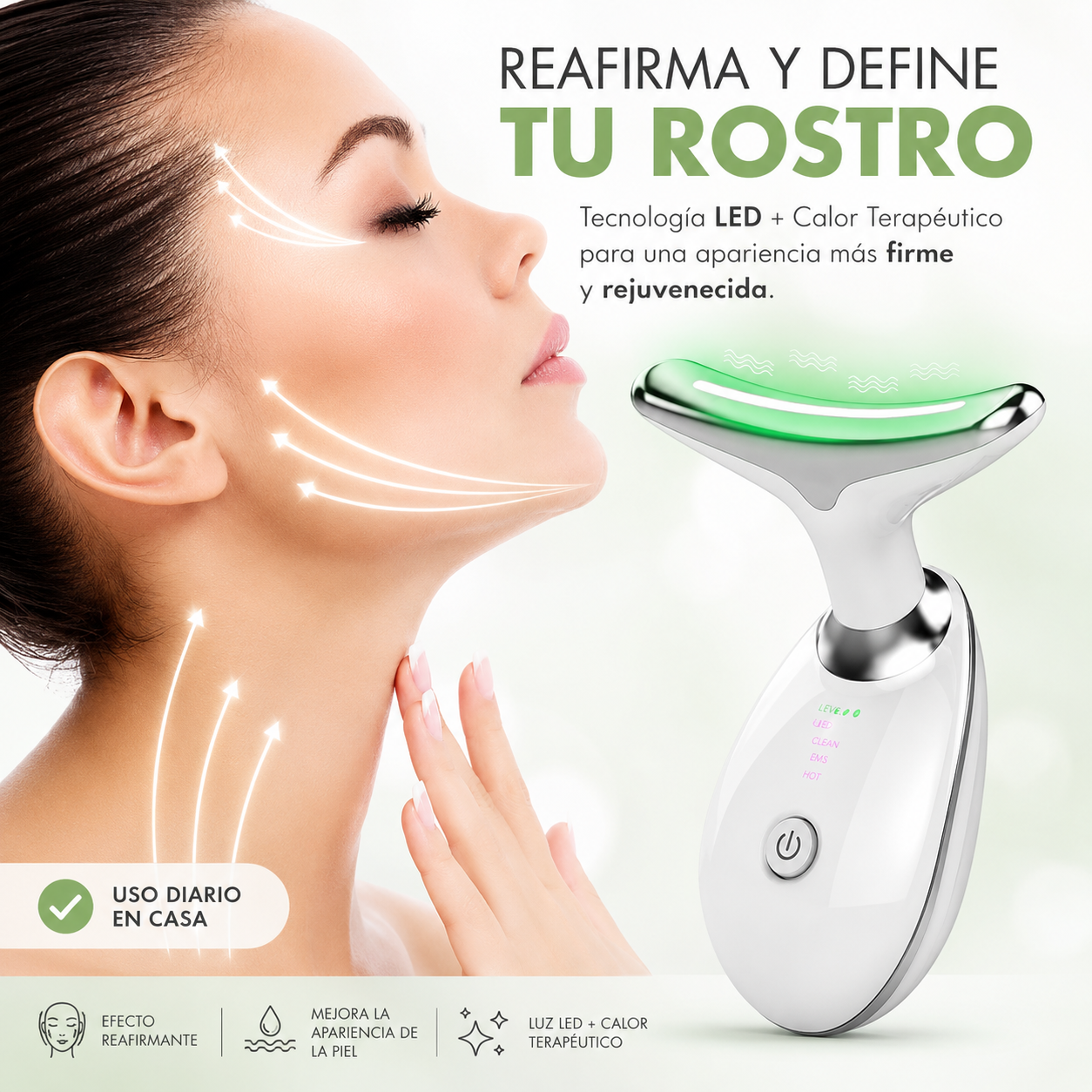 FirmeUp™ Tecnología de cuidado facial para una apariencia más firme y definida desde casa