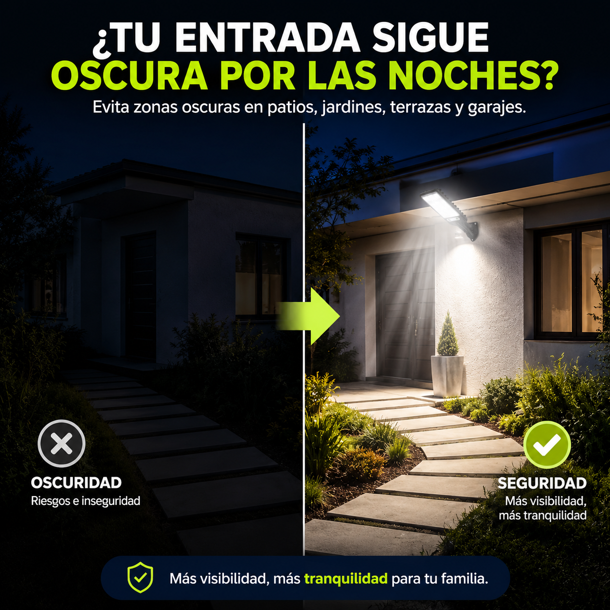 Lámpara solar con sensor - Ilumina tus espacios exteriores de forma automática y sin cables