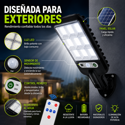 Lámpara solar con sensor - Ilumina tus espacios exteriores de forma automática y sin cables