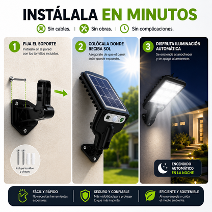 Lámpara solar con sensor - Ilumina tus espacios exteriores de forma automática y sin cables