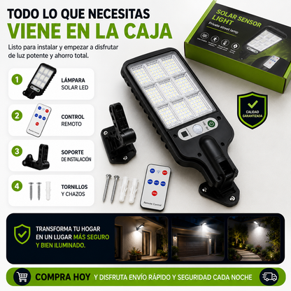 Lámpara solar con sensor - Ilumina tus espacios exteriores de forma automática y sin cables