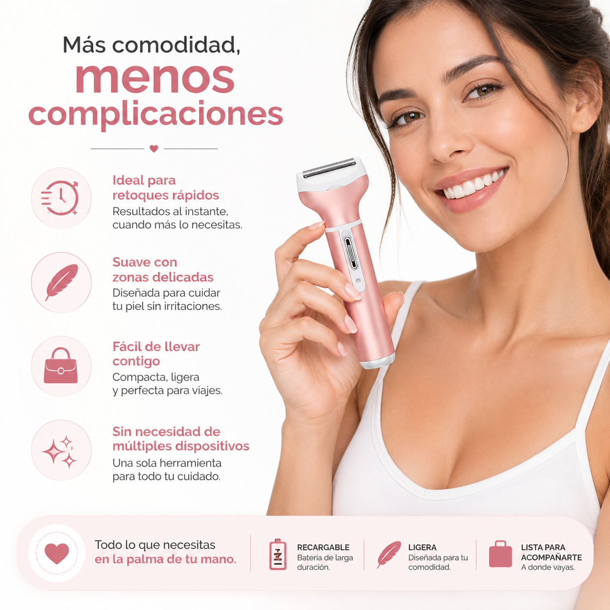Depiladora 4 en 1 -  Cuida tu piel y mantén cada detalle bajo control desde la comodidad de tu hogar