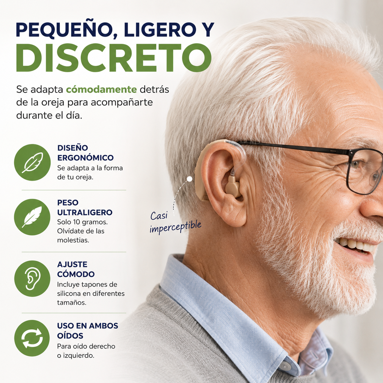 Amplificador Auditivo Ajustable - Escucha Más Claro y Disfruta Cada Conversación con Mayor Comodidad