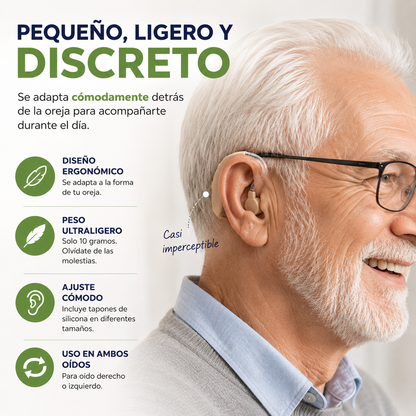 Amplificador Auditivo Ajustable - Escucha Más Claro y Disfruta Cada Conversación con Mayor Comodidad