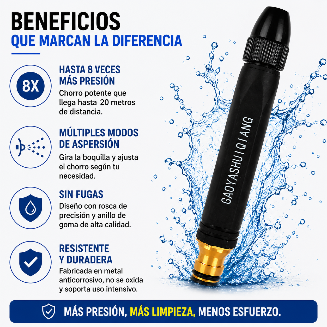 WaterPressure™ BOQUILLA DE PULVERIZACIÓN DE ALTA PRESIÓN PARA MANGUERA