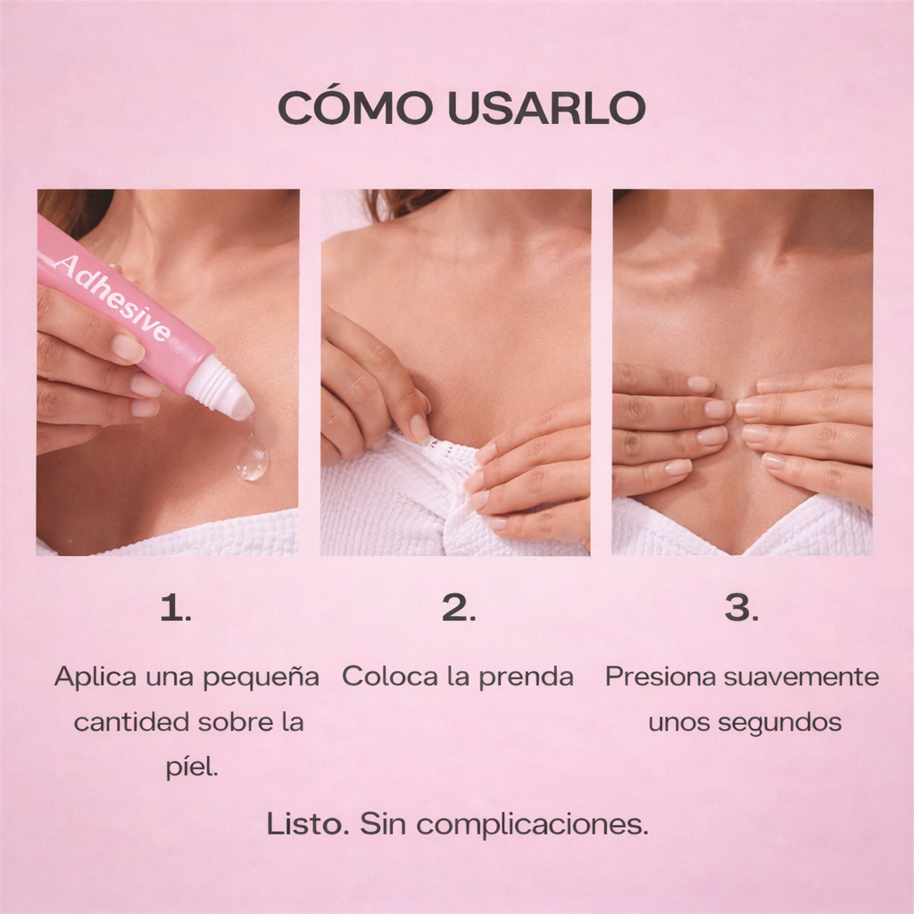 StickyGlue™ Adhesivo corporal resistente al sudor y al agua, antimanchas y fácil de quitar.