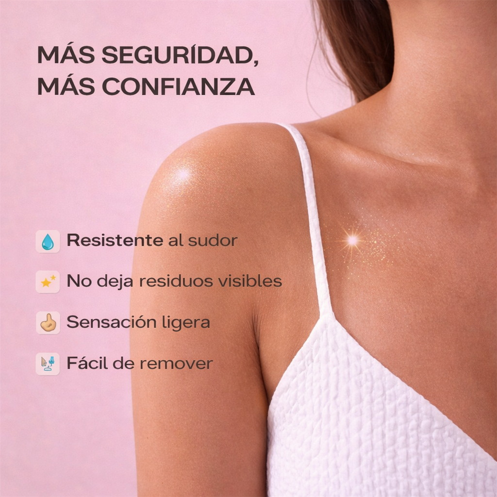 StickyGlue™ Adhesivo corporal resistente al sudor y al agua, antimanchas y fácil de quitar.