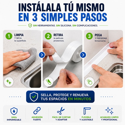 Cinta Selladora Waterproof Premium™ Protege tus espacios de la humedad y renueva su apariencia en minutos