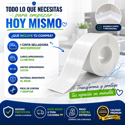 Cinta Selladora Waterproof Premium™ Protege tus espacios de la humedad y renueva su apariencia en minutos