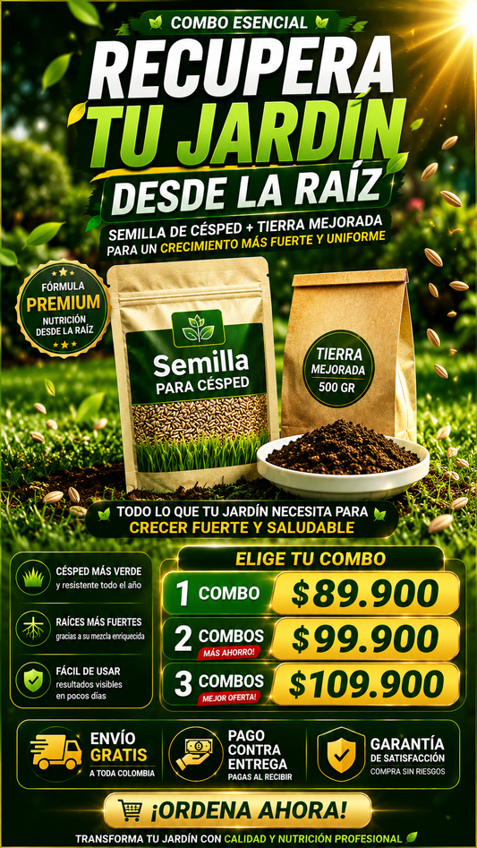 COMBO SEMIILLA CESPED + TIERRA MEJORADA