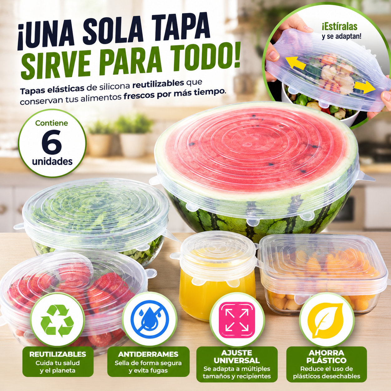 SiliTop™ Organiza tu cocina en segundos con las tapas que sirven para TODO