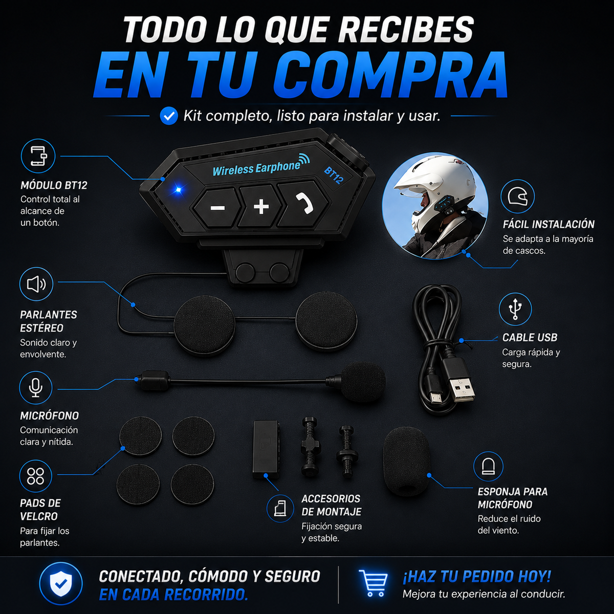 InterComm™ Convierte tu casco en un casco inteligente y mantente conectado en cada recorrido.