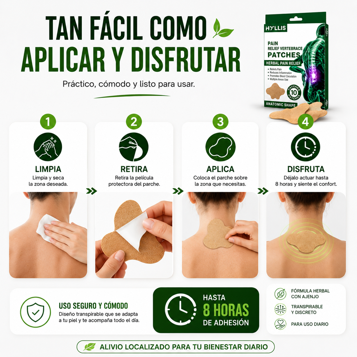 Parches Herbales™ Comodidad y bienestar localizado para cuello, espalda y zona lumbar