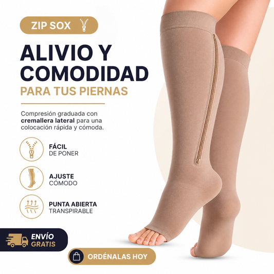 MEDIAS ANTI VÁRICES ZIP SOX™ Soporte, comodidad y facilidad de uso en una sola media de compresión.