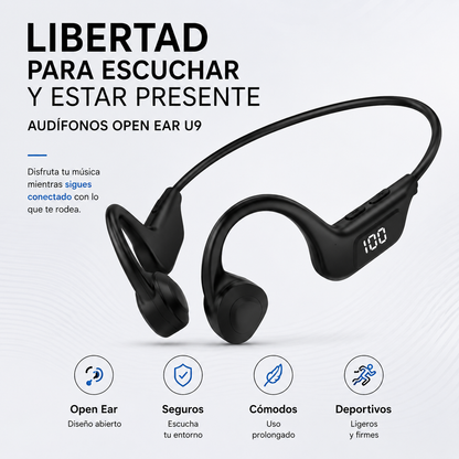 Audífonos Open Ear U9 - Escucha tu música sin dejar de escuchar lo que pasa a tu alrededor.