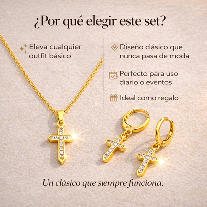 Set Cruz Dorada Elegante – El detalle que transforma tu look en segundos